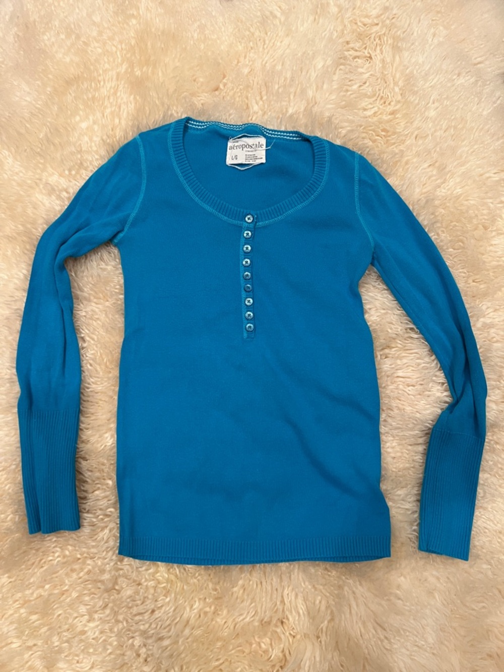 Aeropostale Bright Teal Long Sleeve Henley